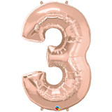 34 inch Qualatex Rose Gold Number 3 Foil Balloon (1)