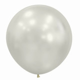A pack of 3 24" Silk Oyster White Latex Balloons, manufactured by Sempertex!