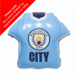 A 20 inch Manchester City FC Football Shirt Foil Balloon, featuring the iconic team logo!