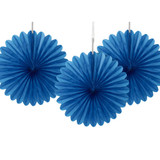 6 inch Royal Blue Tissue Paper Fans (3)