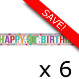 Pack of 6 30th Birthday Multi Colour Foil Banner - 2.7m (6)