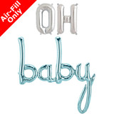 OH BABY - 16 inch Silver Foil Letters & Blue Script Pack (1)
