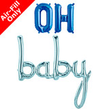 OH BABY - 16 inch Blue Foil Letters & Script Pack (1)