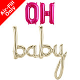 OH BABY - 16 inch Magenta Letters & White Gold Script Pack (1)