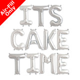 ITS CAKE TIME - 16 inch Silver Foil Letter Balloon Pack (1)