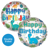 An 18 inch Happy Birthday Cute Dinos Foil Balloon, manufactured by Sensations.