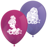 A pack of 8 11" Princess Live Your Story Latex Balloons, manufactured by Procos.