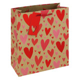 A Kraft Heart Print Gift Bag.