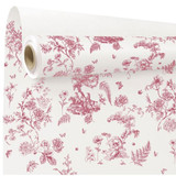 A roll of Toile De Jouy Blue Patterned White Kraft Paper, measuring approx. 79cm x 40m.