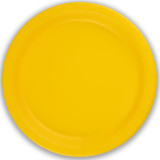 A pack of 8 Yellow Paper Plates, manufactured by Oaktree.