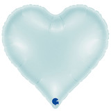 An 18" Satin Pastel Blue Sweetie Heart Foil Balloon, manufactured by Grabo.