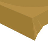 A gold plastic tablecover, manufactured by Oaktree.