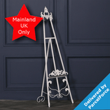 A Shiny Off-White Metal Easel, measuring approx. 165cm.