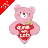 An unpackaged 14 inch Blush Bear Hugs Love You Foil Balloon, manufactured by Anagram.