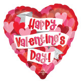 An 18 inch Playful Valentines Hearts Foil Balloon, manufactured by Anagram.