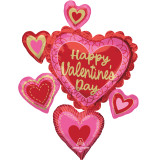A 34 inch Valentines Scalloped Sweetehearts SuperShape Foil Balloon, manufactured by Anagram.