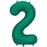 A 34 inch Bottle Green Number 2 Foil Balloon, manufactured by PartyDeco.