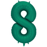 A 34 inch Bottle Green Number 8 Foil Balloon, manufactured by PartyDeco.