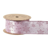 A Roll of Light Pink Snowflake Satin Ribbon, manufactured by Oasis Floral.