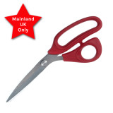 A pair of 22cm Red Left-Handed Tailors Shears, manufactured by Milward.