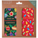 A set of 2 Christmas Baubles & Lights Money Wallets.