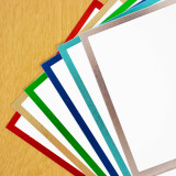 A pack of white card blanks with assorted foiled edges, manufactured by Hunkydory Crafts.