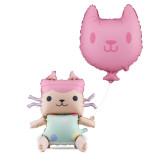 A Pack of Baby Box and Cat Foil Balloons, manufactured by PartyDeco.