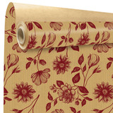 A roll of Sydney red patterned natural kraft paper, manufactured by Clayrtons.