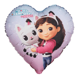 An 18 inch Gabby's Dollhouse Heart Foil Balloon, manufactured by PartyDeco.