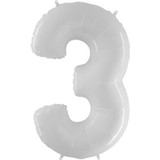 40 inch Shiny White Number 3 Fluo Balloon (1)