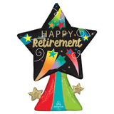 A 32 inch Happy Retirement Star Supershape foil balloon, manufactured by Anagram.