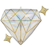 A 27 inch Holographic Bride to Be Diamond SuperShape Foil Balloon, manufactured by Anagram Europe.