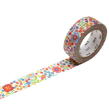 A roll of MT Ex Mini Flower Garden Washi Tape, measuring approx. 15mm x 7m.