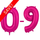 A Kit of 36 34 inch Bright Pink Number Foil Balloons, manufactured by Oaktree.