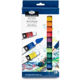 A set of 12 Royal & Langnickel Acrylic Paints, with 21ml tubes.