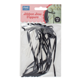 A set of 8 Black Ribbon Bow Cake Toppers, manufactured by PME Cake.