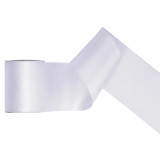 A spool of White Satin Ribbon, measuring approx. 100mm x 25m.