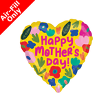 A 9 inch Mother's Day Hothouse Petals Heart Foil Balloon, manufactured by Anagram Europe.