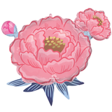 A 27 inch Satin Peony Garden Supershape Foil Balloon, manufactured by Anagram Europe.