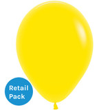 A yellow latex balloon with a 12 inch diameter, manufactured by Sempertex. A yellow latex balloon with a 12 inch diameter, manufactured by Sempertex.