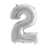 26 inch Silver Number 2 Foil Balloon (1)