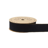 A spool of Black Gilded Edge Velvet Ribbon, measuring approx. 38mm x 10m.