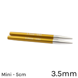 A set of Mini KnitPro Interchangeable Circular Knitting Needle Pin Tips, with a width of approx. 3.5mm.
