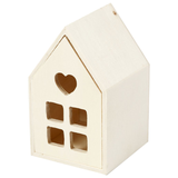 A Wooden House With Drawer, measuring approx. 10.8cm x 6.8cm.