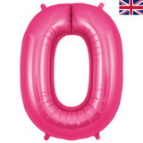 A 34 inch Oaktree Pink Letter O Foil Balloon, manufactured by Oaktree.