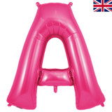 A 34 inch Oaktree Pink Letter A Foil Balloon, manufactured by Oaktree.