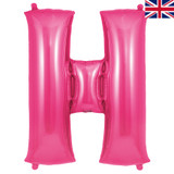 A 34 inch Oaktree Pink Letter H Foil Balloon, manufactured by Oaktree.