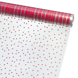 A roll of Mini Red Hearts Cello Film Wrap, measuring approx. 80cm x 100m.