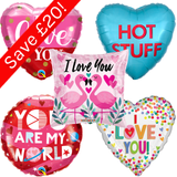 A Valentine's Day 18" Foil Bargain Box, with 25 balloons included!