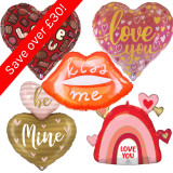 A Valentine's Day Foil Supershape Bargain Box, with 15 balloons included!